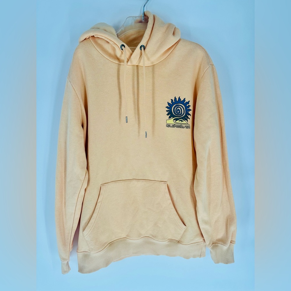 Quiksilver Men's Retro Graphic Logo Fleece Hoodie Sweatshirt Size L